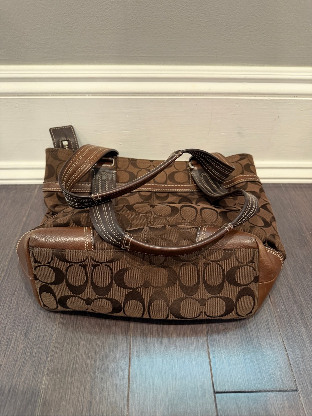 Coach Brown Signature Canvas Tote with Chestnut Leather Trim for Women - Picture 6 of 11